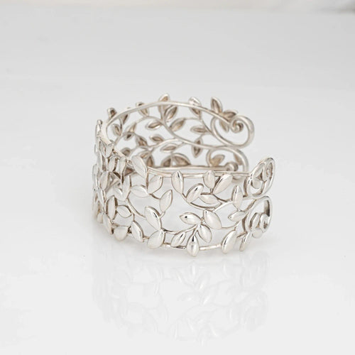 Bracelet Bracelet manchette en feuille d'olivier Paloma Picasso en argent sterling XL de Estate Tiffany &amp; Co 58 Facettes G13542