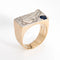 Bague 59 Bague de guitare vintage 2 or des années 70. Diamant, Saphir Chevalière Estate 58 Facettes G13195