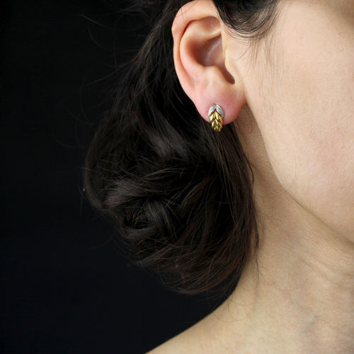 Boucles d'oreilles Boucles d'oreilles feuilles diamants or jaune 58 Facettes 20-040A