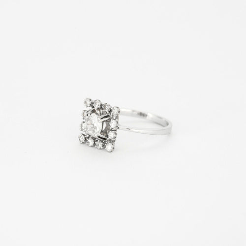 Bague vintage, diamants, or gris