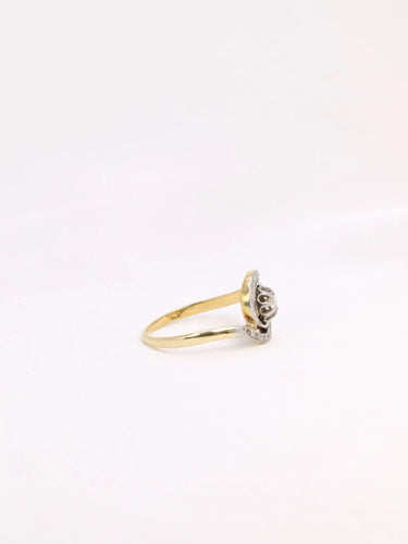 Bague 51 Bague tourbillon or platine diamants taille ancienne 0,10 ct 58 Facettes J322