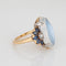 Bague Bague rétro vintage en or 14 carats palladium, pierre de lune, saphir et diamant, taille 6,25, années 1940 58 Facettes G14211