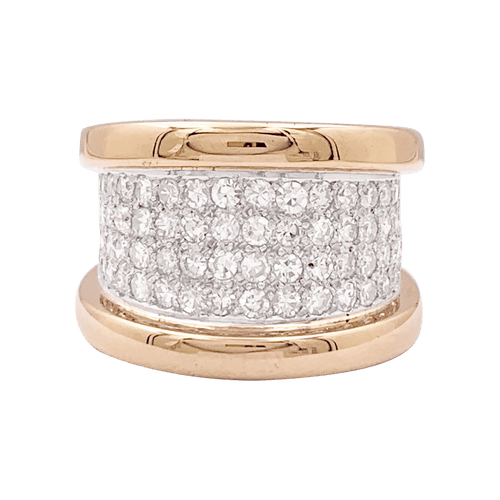 54 Bague bandeau or rose, or blanc, diamants. 58 Facettes 34038