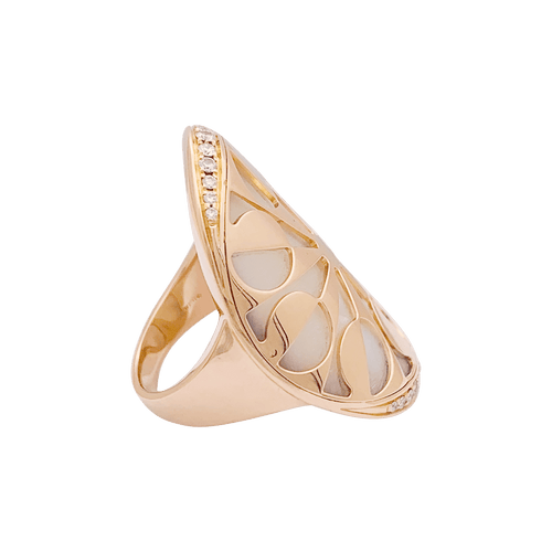Bague 49 Bague Bulgari "Intarsio" or rose, nacre, diamants. 58 Facettes 34350