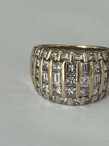 Bague 54 Large Bague Bandeau Or Jaune Diamants 3,00 ct 58 Facettes LOT 6106