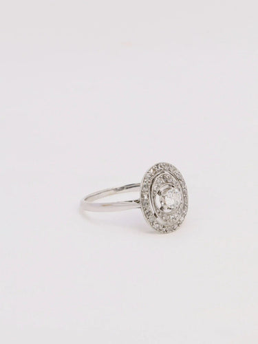 Bague 52 Bague vintage ovale or diamants 0,2 ct 58 Facettes J166