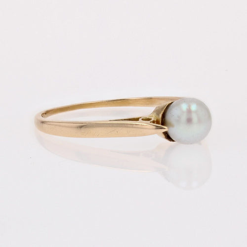 Bague 49 Solitaire or jaune perle de culture 58 Facettes 20-062
