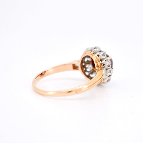 Bague Marguerite, Belle Époque, Or 18 Carats, Rubis et Diamants 58 Facettes 445