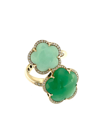 Bague 55 PASQUALE BRUNI - Bague Bon Ton or rose, diamants, chrysophrase. 58 Facettes