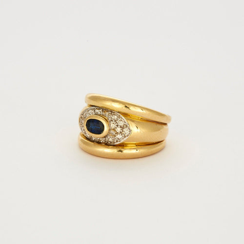 Bague 55 Bague or jaune saphir et diamants 58 Facettes LP463/10