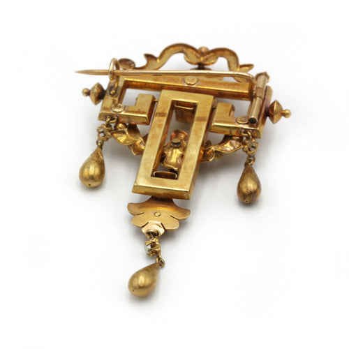 Broche Broche Napoléon III - Or, Demi-perles & Grenats Rhodolites 58 Facettes 250398R