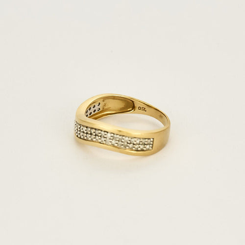 Bague 57,5 Bague mouvementée en or jaune, or blanc et diamants 58 Facettes THI0508