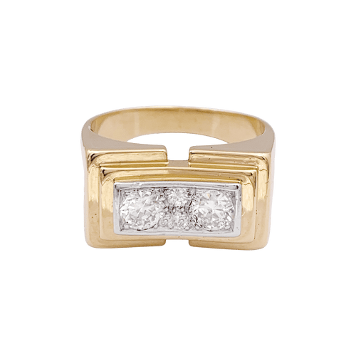 Bague 65 Bague Tank en or jaune, platine, diamants 58 Facettes 34450