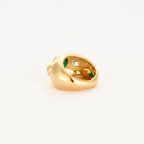 Bague Bague Jonc en or jaune sertie d'une Emeraude d'environ 2 carats et de 2 diamants 58 Facettes