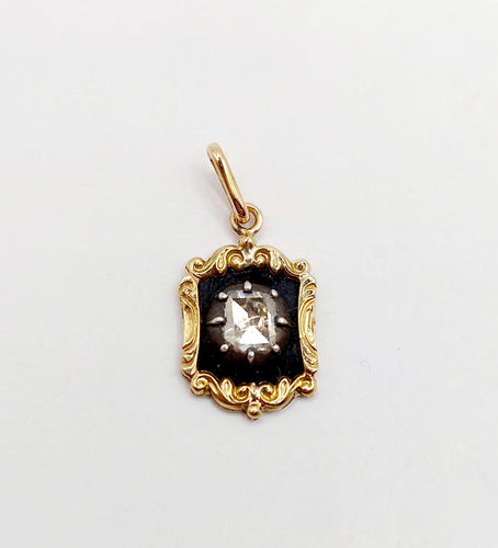 Pendentif Pendentif victorien or 18k et argent diamant table 5mm (circa 1850) 58 Facettes A06304