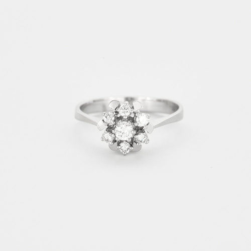 Bague 59 Bague marguerite diamants or blanc 58 Facettes LMB-155