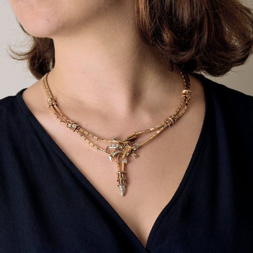 Collier Collier draperie en or rose, platine et diamants 58 Facettes GU002