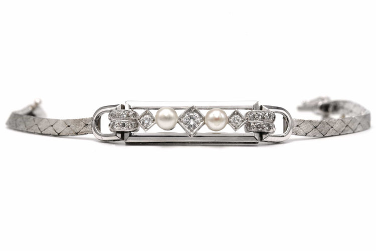 Bracelet Bracelet Art Déco en or blanc 18k et diamants taille brillant 0,538 ct 58 Facettes 23417