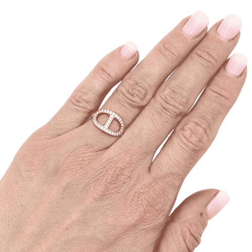 Bague 51 Bague Hermès, "Chaîne d'ancre contour", or rose, diamants. 58 Facettes 34573