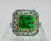 Bague 54 Bague en platine avec émeraude centrale et halo de diamants – Style vintage 58 Facettes 50329