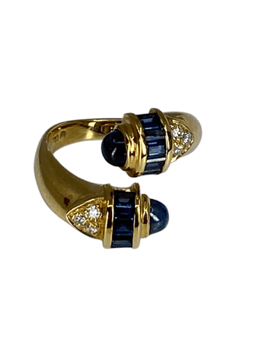 Bague 53 Bague toi et moi en Or jaune, saphirs et diamants 58 Facettes