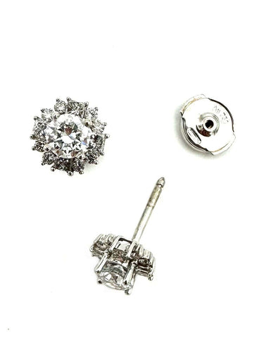 Boucles d'oreilles or blanc 18K et diamants certifiés GIA 58 Facettes
