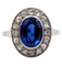 Bague 56 Bague pompadour or blanc et platine, saphir, diamants taille rose (circa 1910) 58 Facettes A04541
