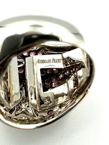 Bague 52 AUDEMARS PIGUET. Bague 2 ors 18K, saphirs roses et diamants 58 Facettes