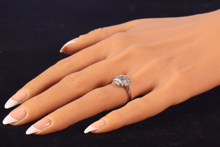 Bague 51 Bague de fiançailles Art déco vintage en diamant, vers 1920 – Élégance classique en platine 58 Facettes 23137-0327