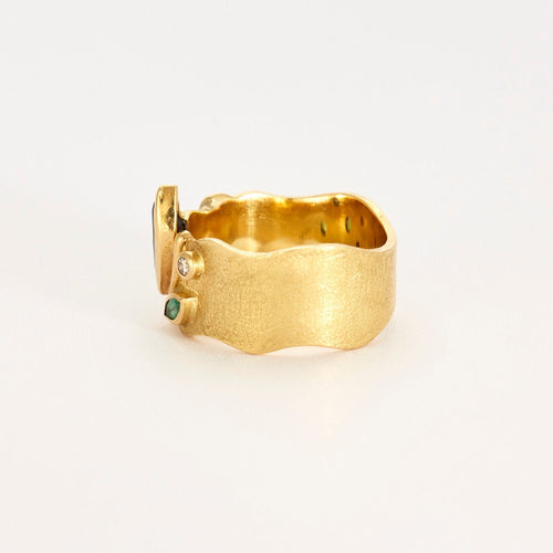Bague 55 Bague saphir émeraudes diamants 58 Facettes LP472