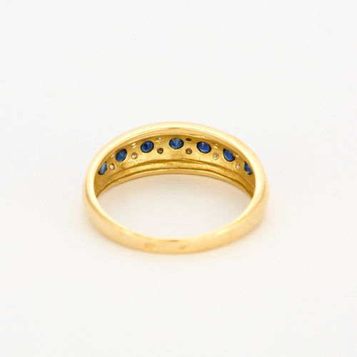 Bague 58 Demie-alliance en or deux tons saphirs et diamants 58 Facettes