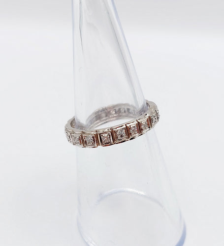 Bague 52 Alliance américaine or blanc 18k ornée de 0,38 carats de diamants taillés en brillants 58 Facettes A05015