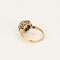Bague marguerite en or jaune, diamants et rubis