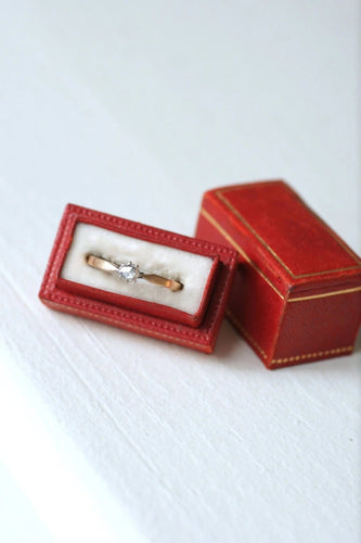 Bague 58.5 Solitaire diamant sur or rose et argent 58 Facettes