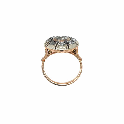 Bague Ensemble bague et boucles d'oreilles victoriennes en or et argent avec diamants 58 Facettes