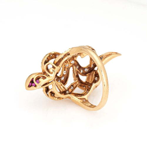 Bague Bague serpent vintage en or jaune 58 Facettes G13546