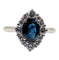 Bague 51 Bague marquise style art déco or blanc ornée d'un saphir naturel et de diamants taille brillants 58 Facettes A04625