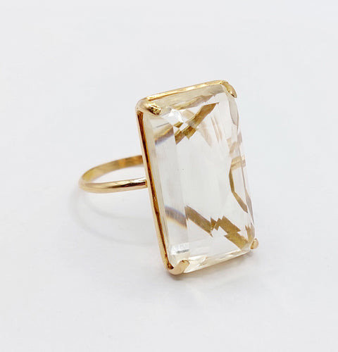 Bague 62.5 Bague cocktail vintage en or 18k et pierre jaune 58 Facettes A06670