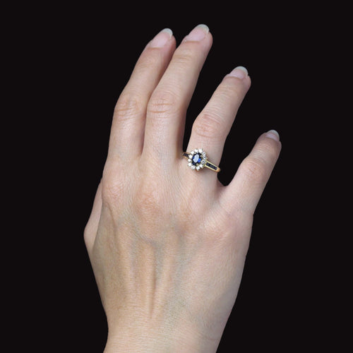 Bague 53 Bague marguerite saphirs diamants et saphirs calibrés 58 Facettes 25-088