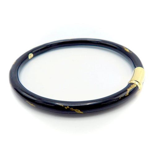 Bracelet SOHO 18K Gold Black Enamel Calligraphic Stripe Bangle Bracelet 58 Facettes
