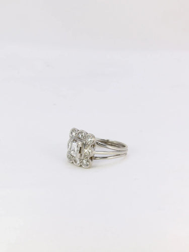 Bague 52 Bague marguerite or blanc platine diamant carré taille ancienne 58 Facettes J208
