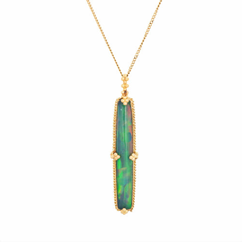 Collier Collier Opale Semi Noire Estate Or Jaune 58 Facettes