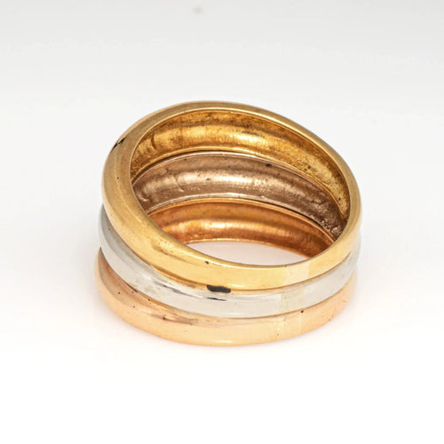 Bague Bague cocktail vintage en or 18 carats, large anneau de cigare, taille 8, striée, bijou de domaine 58 Facettes G13733