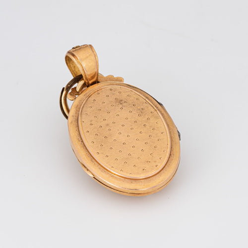 Pendentif Médaillon portrait victorien ancien en or jaune avec perles 58 Facettes G12449
