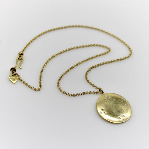 Collier Pendentif miroir tibétain en or 18 carats avec diamant et chaîne par Me & Ro 58 Facettes A20043