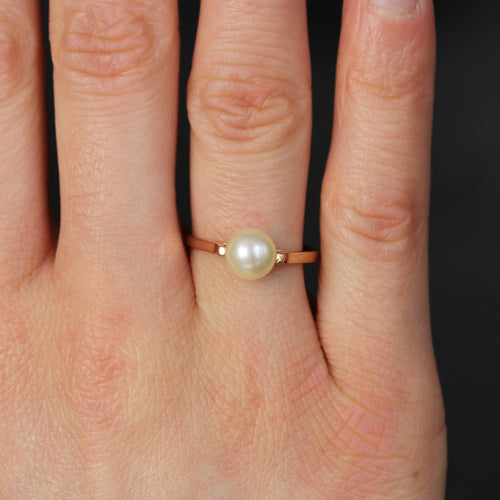 Bague 54 Solitaire perle de culture or jaune 58 Facettes 23-337