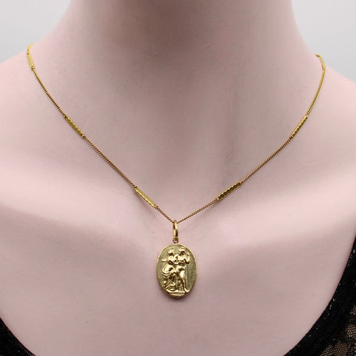Pendentif Médaillon Vénus et Mars en or 14 carats Signature Classical Revival 58 Facettes