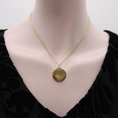 Collier Pendentif miroir tibétain en or 18 carats avec diamant et chaîne par Me & Ro 58 Facettes A20043