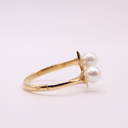 Bague Bague Toi et Moi or jaune 18k et perles de culture 58 Facettes