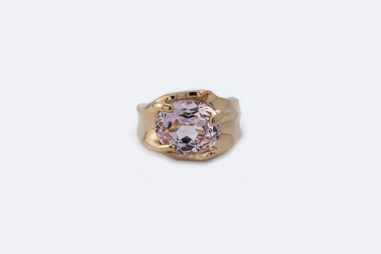 Bague Oro Giallo / 10 Anello in oro giallo con quarzo rosa 58 Facettes anl793